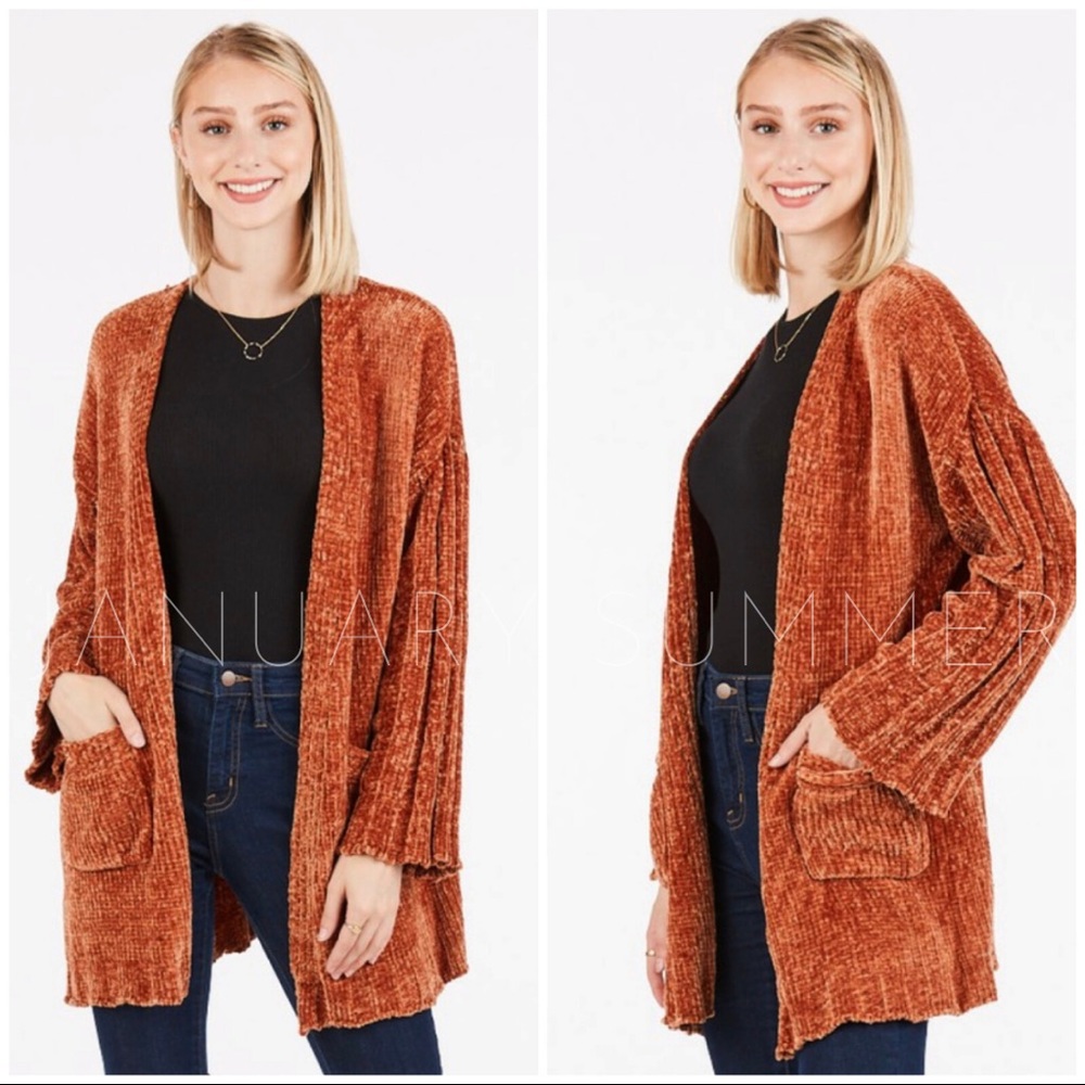 ❄️BLACK CHENILLE CARDIGAN - Picture 3 of 7